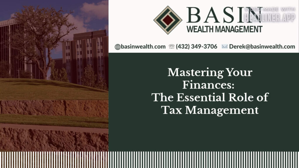 Video cover for Mastering Your Finances, featuring Basin Wealth logo with a background showing the Basin Wealth office building.