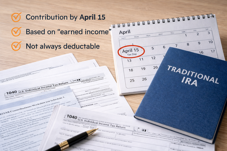 Timing (amount and deductibility) of IRA contributions